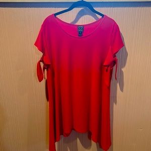 Clara Sun Woo hot pink tunic. Tie cap sleeves.